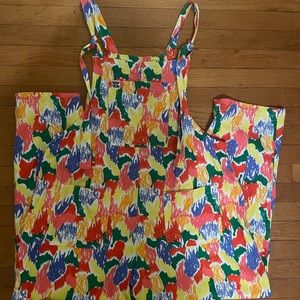 LUCY AND YAK Organic Dungaree Overalls Playsuit Marsha Print & US 14R / UK 18R